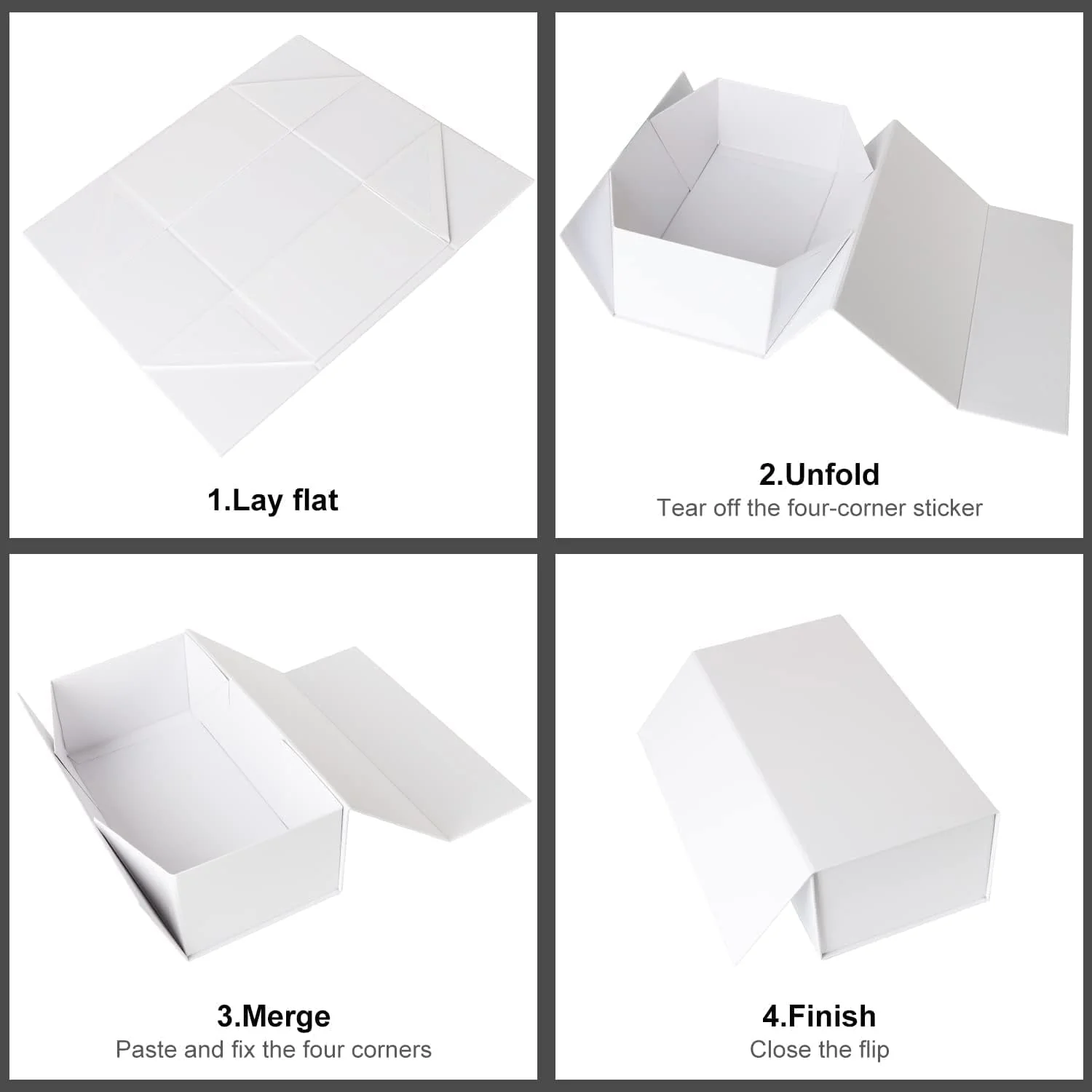 ROSTELACK Gift Box, 10' x 6' x 3', 5PCS, White, Luxury Gift Packaging with Magnetic Closure Lid, Ideal for Christmas, Thanksgiving, Wedding, Mother's Day, Birthday Gifts - Image 4