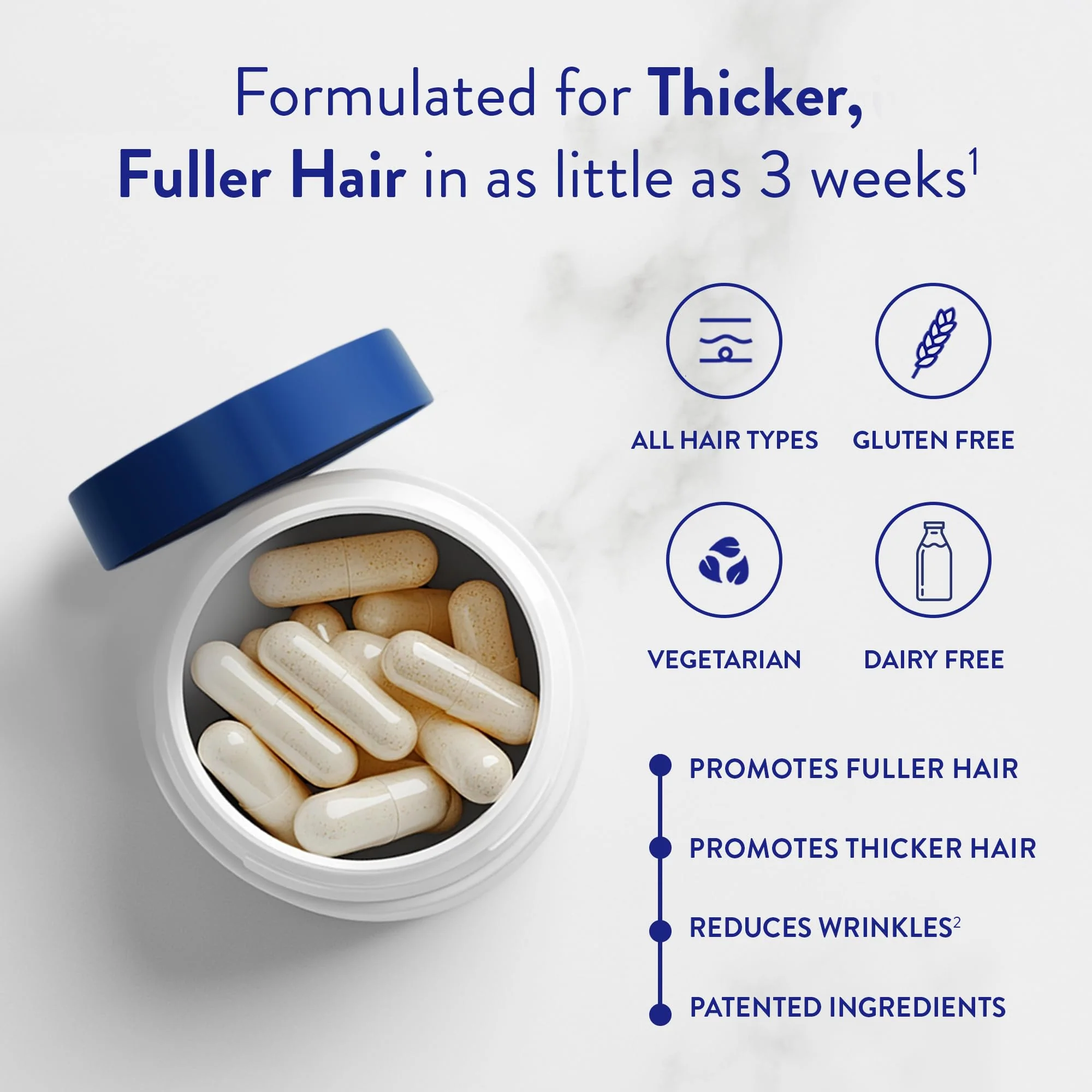 Routine Wellness Hair Growth Supplement - Clinically Proven for Thicker, Fuller Hair - Reduces Wrinkles, Fine Lines - Gluten Free, Ideal for Women & Men with Thinning Hair - 3 Bottles, 90 Day Supply - Image 8