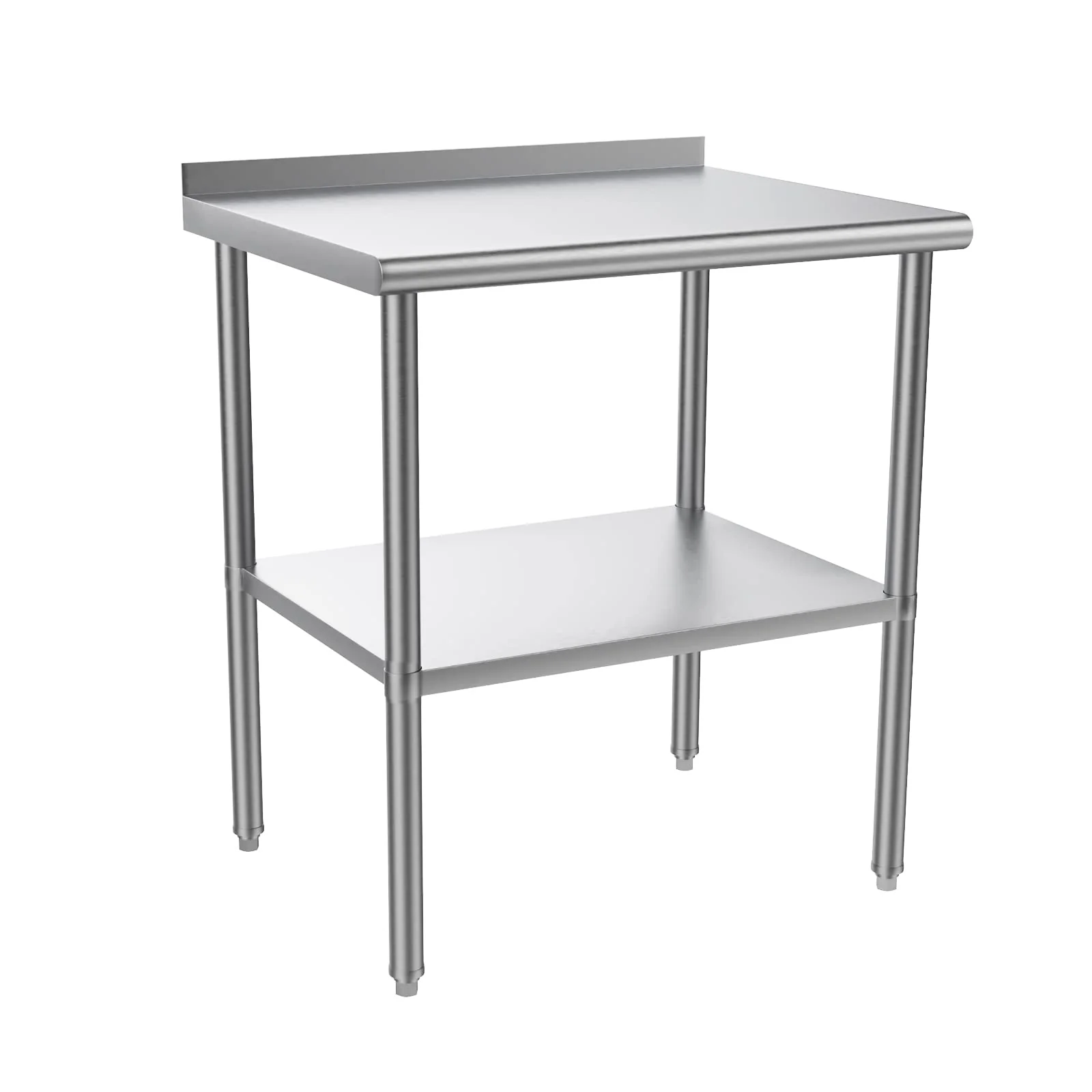 ROVSUN 30'' x 24'' Stainless Steel Table for Prep & Work,Commercial Worktables & Workstations, NSF Heavy Dut Metal Table with Adjustable UnderShelf & Backsplash for Kitchen, Restaurant,Home,Hotel