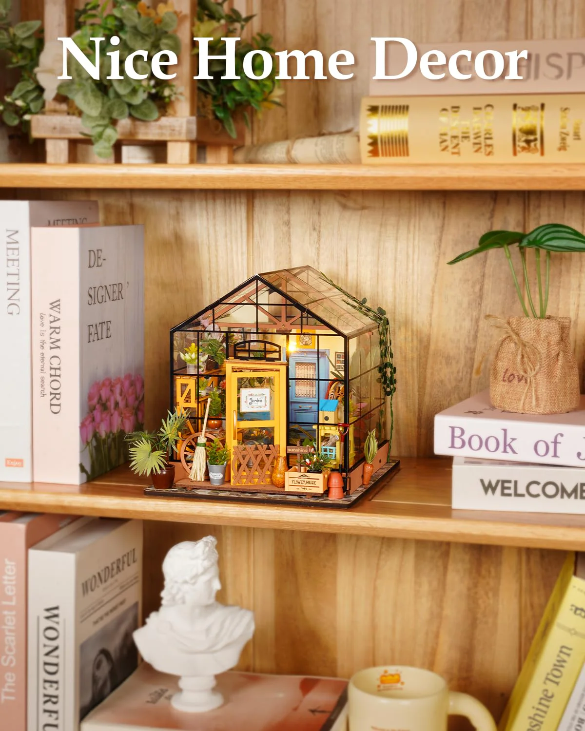Rowood Miniature House Kit, DIY Miniature Greenhouse Dollhouse Kits for Adults, Mayberry Street Miniatures, Wooden Crafts for Adults, Gifts on Birthday Christmas - Cathy's Flower House - Image 5