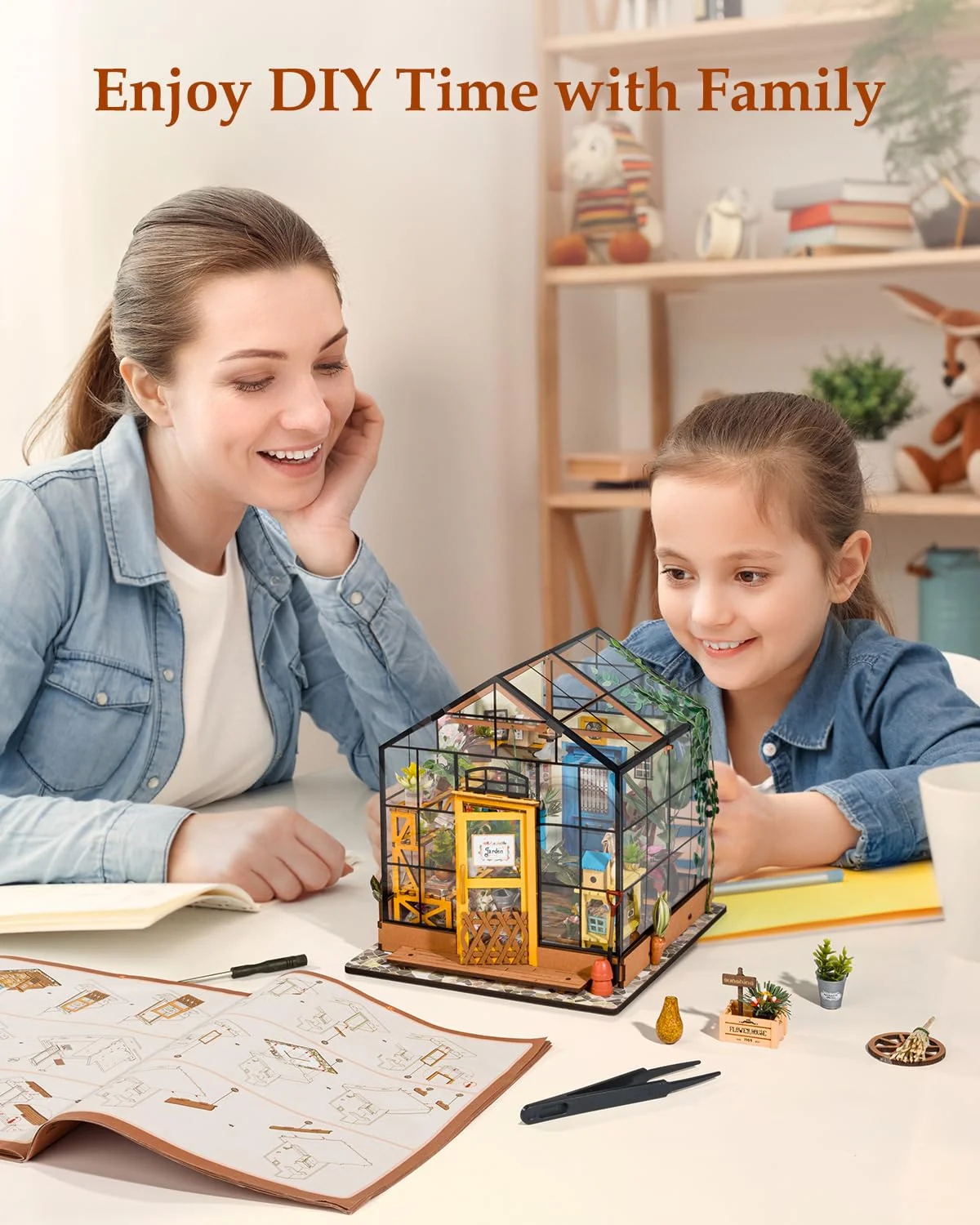 Rowood Miniature House Kit, DIY Miniature Greenhouse Dollhouse Kits for Adults, Mayberry Street Miniatures, Wooden Crafts for Adults, Gifts on Birthday Christmas - Cathy's Flower House - Image 9