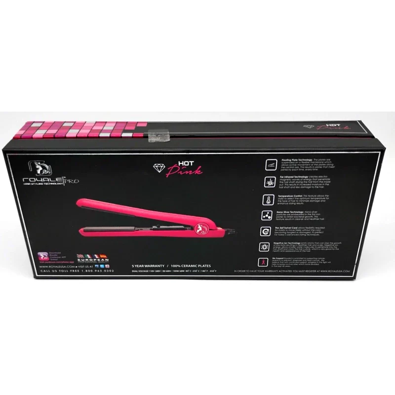 Royale Pro Hot Pink Ceramic Floating Plate Design Classic Flat Iron - Image 3