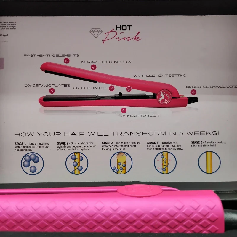 Royale Pro Hot Pink Ceramic Floating Plate Design Classic Flat Iron - Image 5