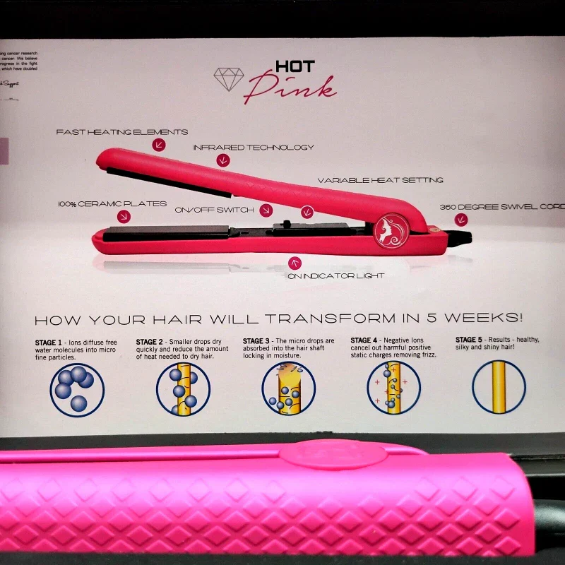 Royale Pro Hot Pink Ceramic Floating Plate Design Classic Flat Iron - Image 6