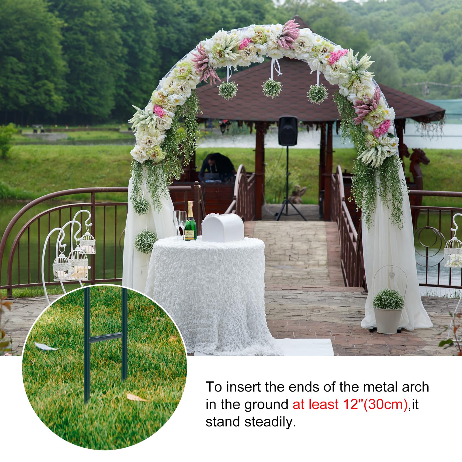 RUBFAC 94" Metal Garden Arch Trellis for Climbing Plants Outdoor, Garden Arbors and Arches, Halloween Archway for Pumpkin Balloon Rose Vines Wedding Christmas Birthday Party Decorations, Army Green - Image 5