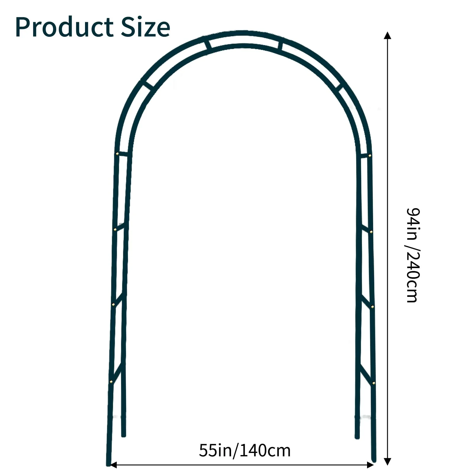 RUBFAC 94" Metal Garden Arch Trellis for Climbing Plants Outdoor, Garden Arbors and Arches, Halloween Archway for Pumpkin Balloon Rose Vines Wedding Christmas Birthday Party Decorations, Army Green - Image 7