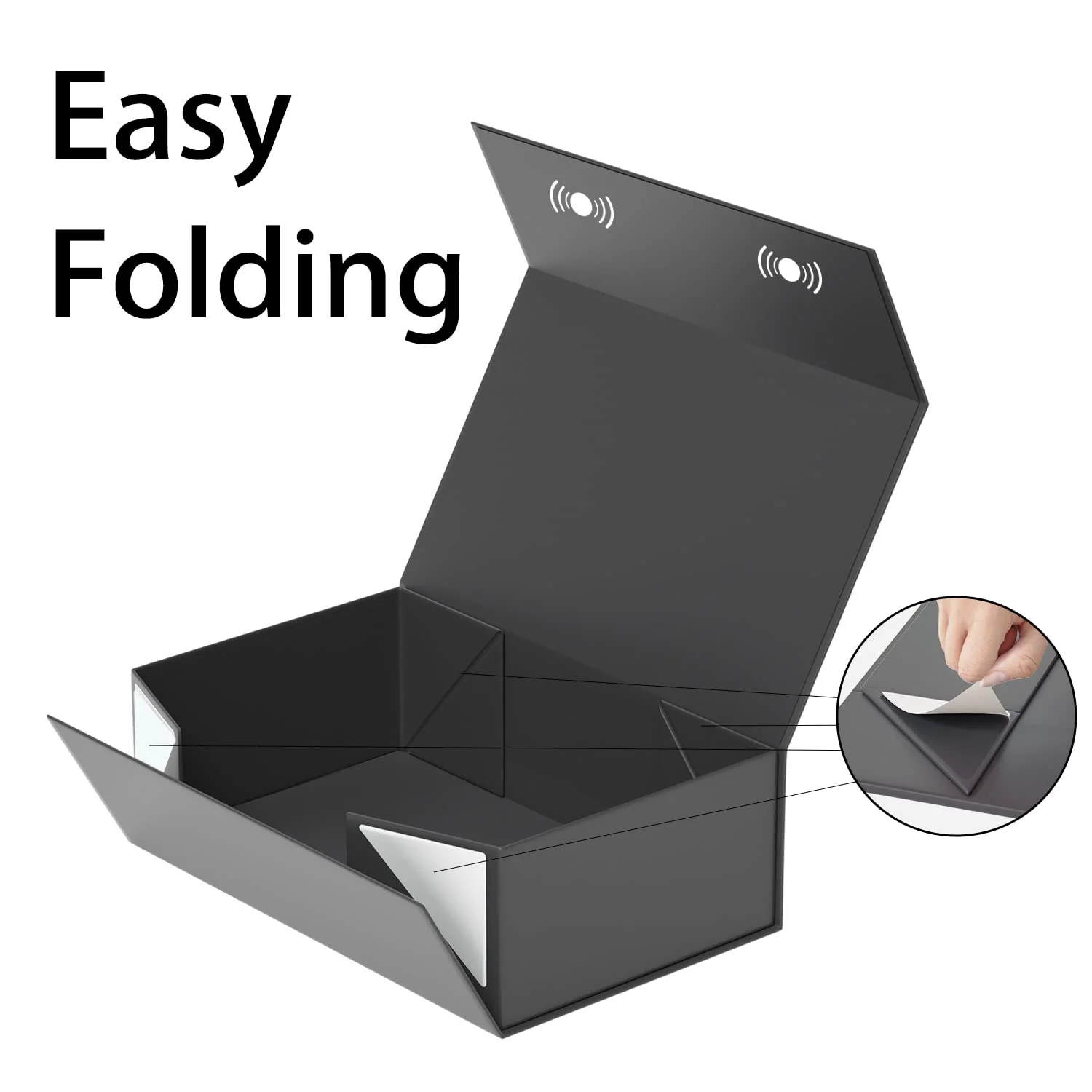 RYDDOY 5 Pack Black Gift Box, 9.5x6x3'' Gift boxes for Presents with Lids Magnetic Closure Rectangle Collapsible for Groomsman Proposal Box, Wedding, Christmas, Halloween, Birthday Gift Packging - Image 6