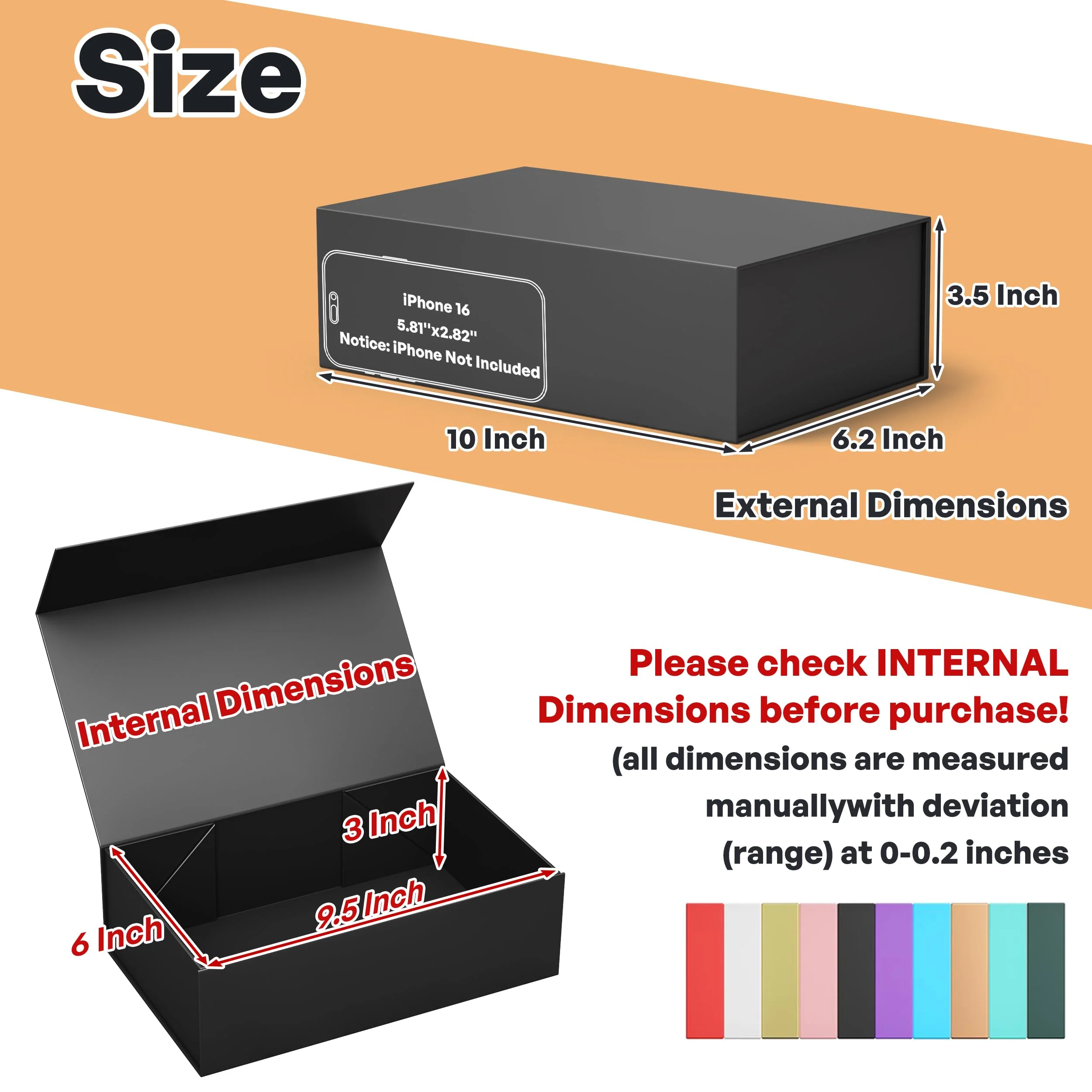 RYDDOY 5 Pack Black Gift Box, 9.5x6x3'' Gift boxes for Presents with Lids Magnetic Closure Rectangle Collapsible for Groomsman Proposal Box, Wedding, Christmas, Halloween, Birthday Gift Packging - Image 8