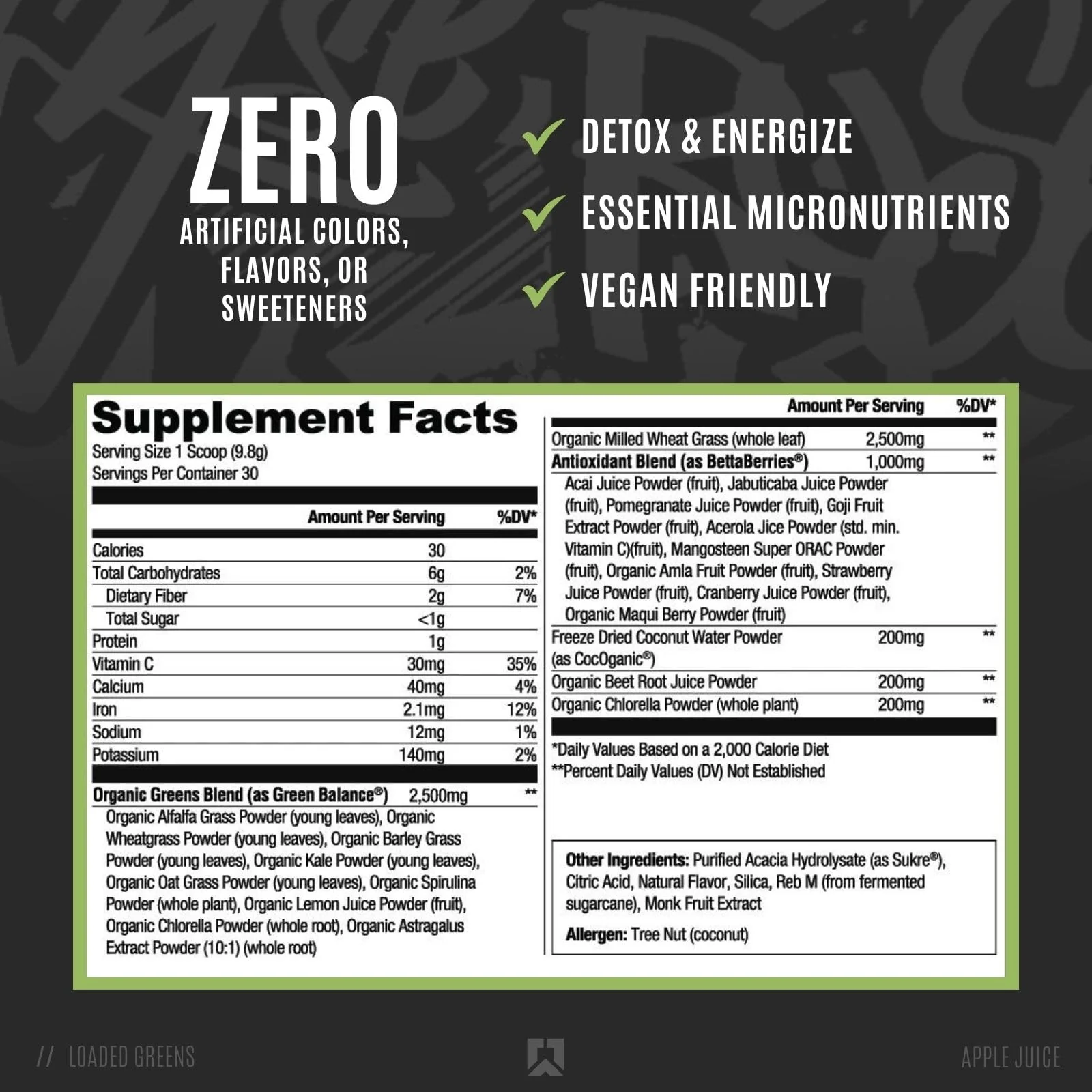 RYSE Loaded Greens Superfood Powder - Apple Juice - Daily Supplement with Greens Balance, BettaBerries & Sukre Fiber - Supports Digestion, Immunity & Energy - No Artificial Sweeteners - 30 Servings - Image 6