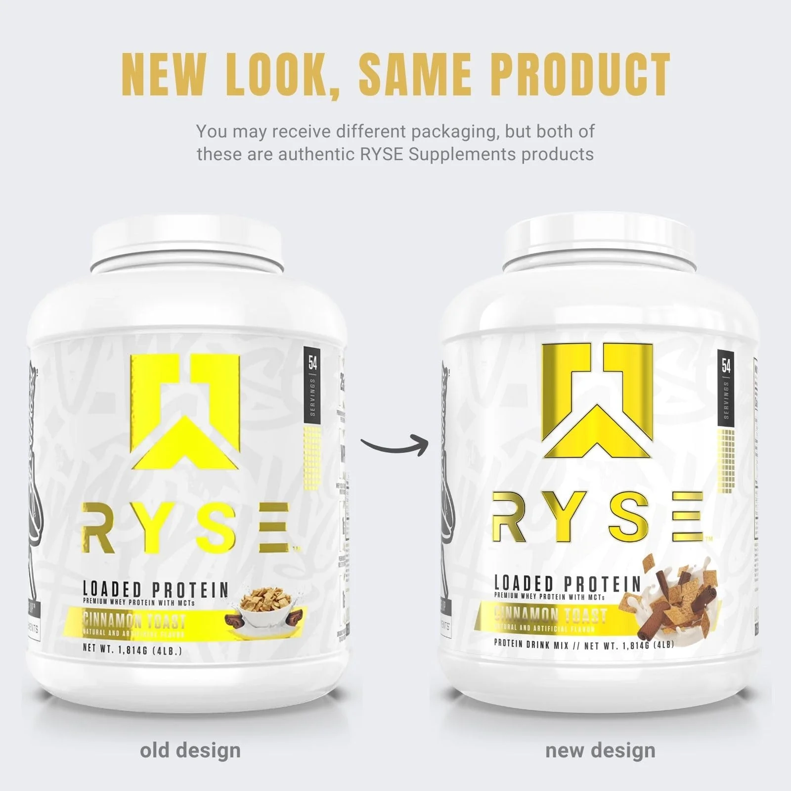 RYSE Loaded Protein Powder - Cinnamon Toast - 25g Whey Protein Isolate & Concentrate with Prebiotic Fiber & MCTs - Low Carb, Low Sugar, Digestive-Friendly - 54 Servings / 4 lb Tub - Image 2
