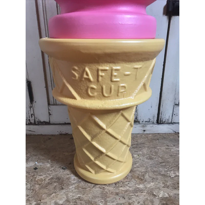 SAFE T CUP tm Blow Mold Giant Plastic Ice Cream Cone Strawberry Swirl Safe T Cup Display 26” - Image 3