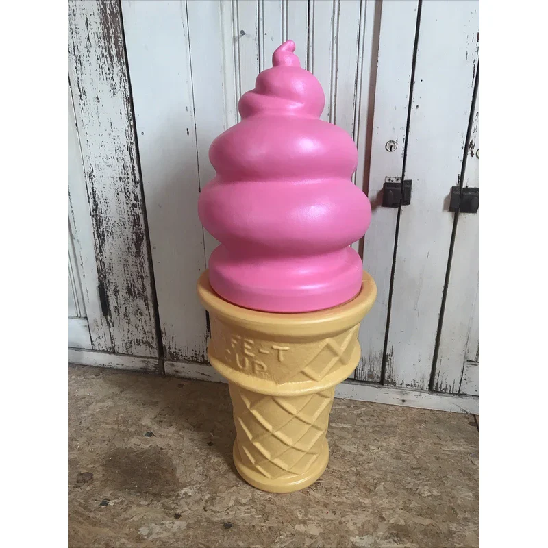 SAFE T CUP tm Blow Mold Giant Plastic Ice Cream Cone Strawberry Swirl Safe T Cup Display 26” - Image 5