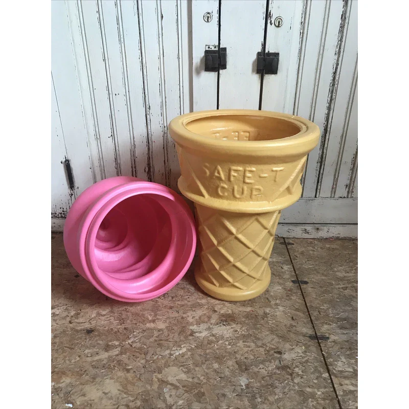 SAFE T CUP tm Blow Mold Giant Plastic Ice Cream Cone Strawberry Swirl Safe T Cup Display 26” - Image 6