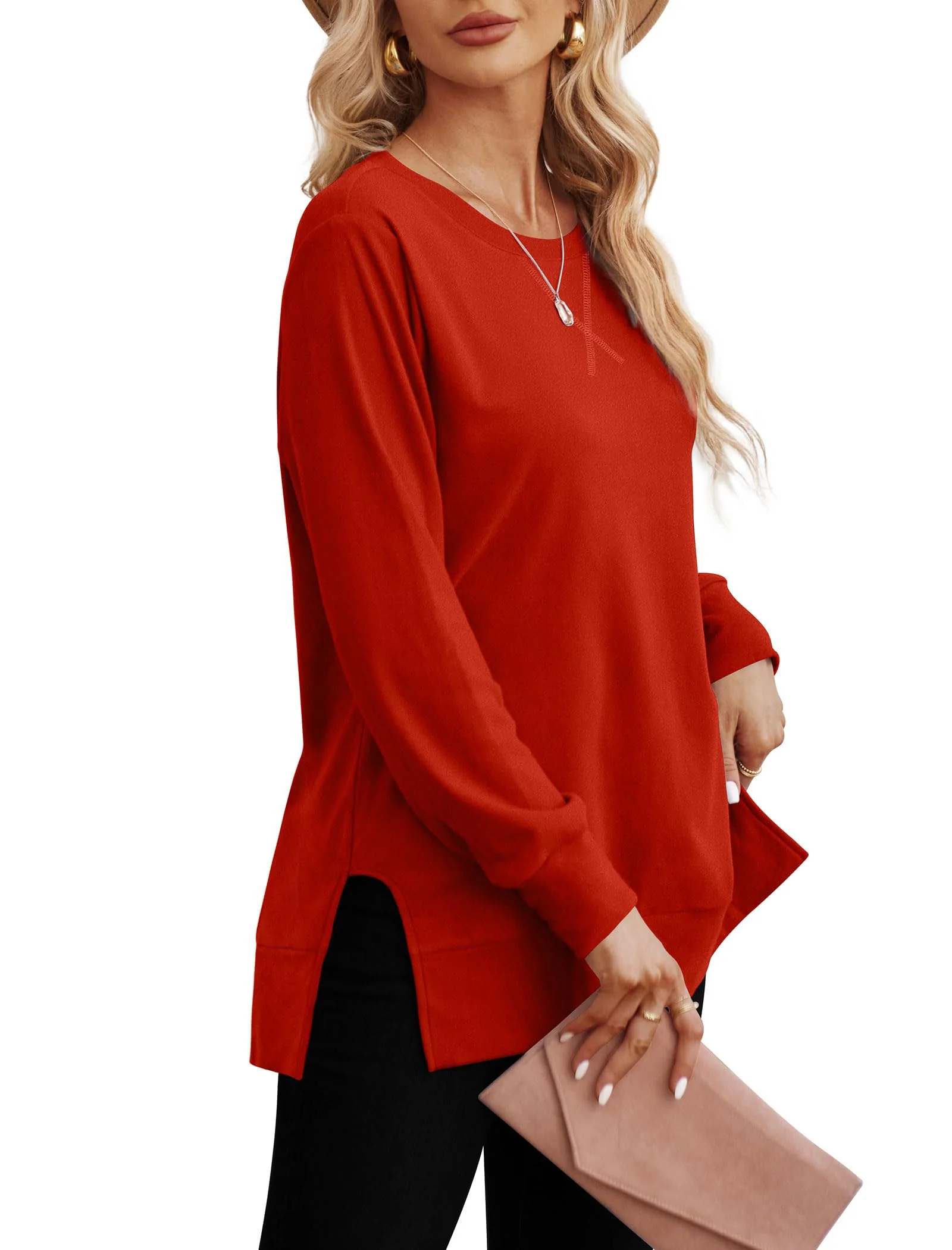 Saloogoe Christmas Sweaters for Women Long Sleeve Shirts Tunic Tops Valentines Sweater Casual Long Sleeve Crewneck Sweatshirts 2025 XL - Image 2
