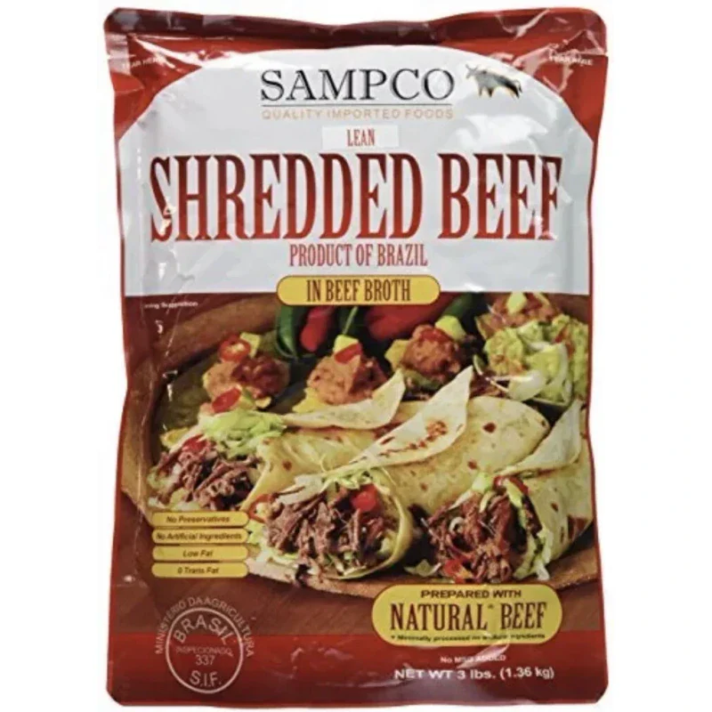 SAMPCO Lean Shredded Beef W/Broth 3lb Pouch Fully Cooked All Natural Brazil 2025 - Image 5