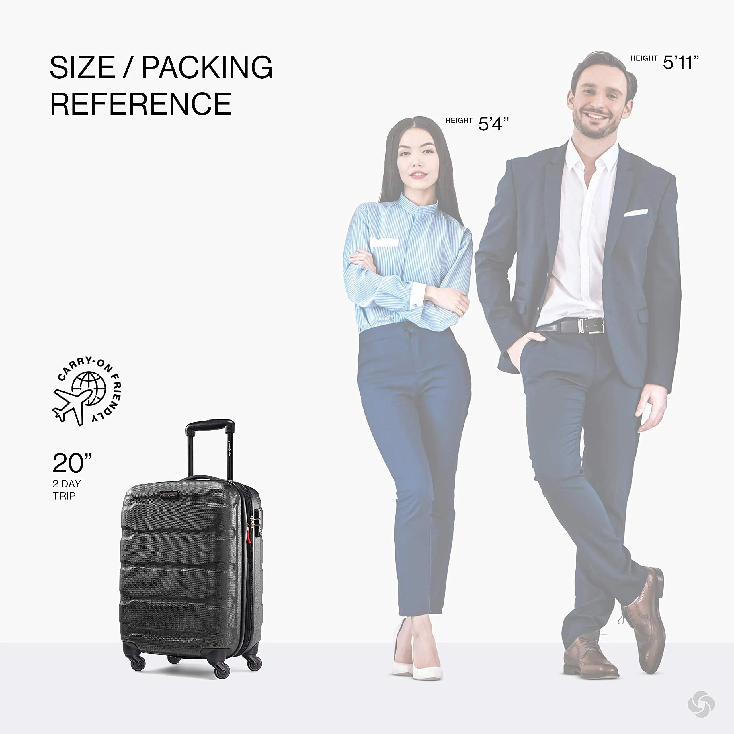 Samsonite Omni PC Hardside Expandable Luggage with Spinner Wheels, Black, 3-Piece Set (20/24/28) - Image 3