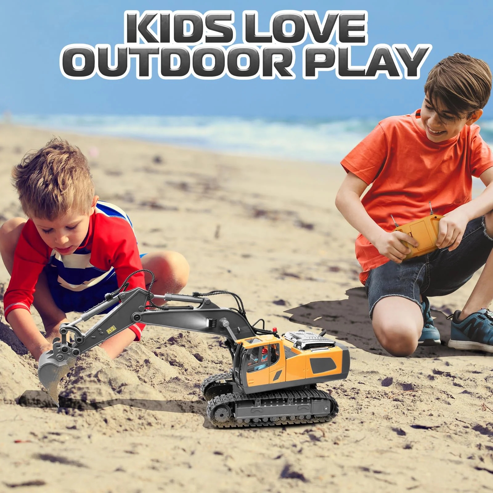 Samtop Remote Control Excavator Toys, 11 Channel 1:20 RC Construction Vehicles, 680° Rotation Hydraulic Car Toys for 4 5 6 7 8 9 10 Year Old Boys Kids, RC Truck Digger Toys Christmas Birthday Gifts - Image 3