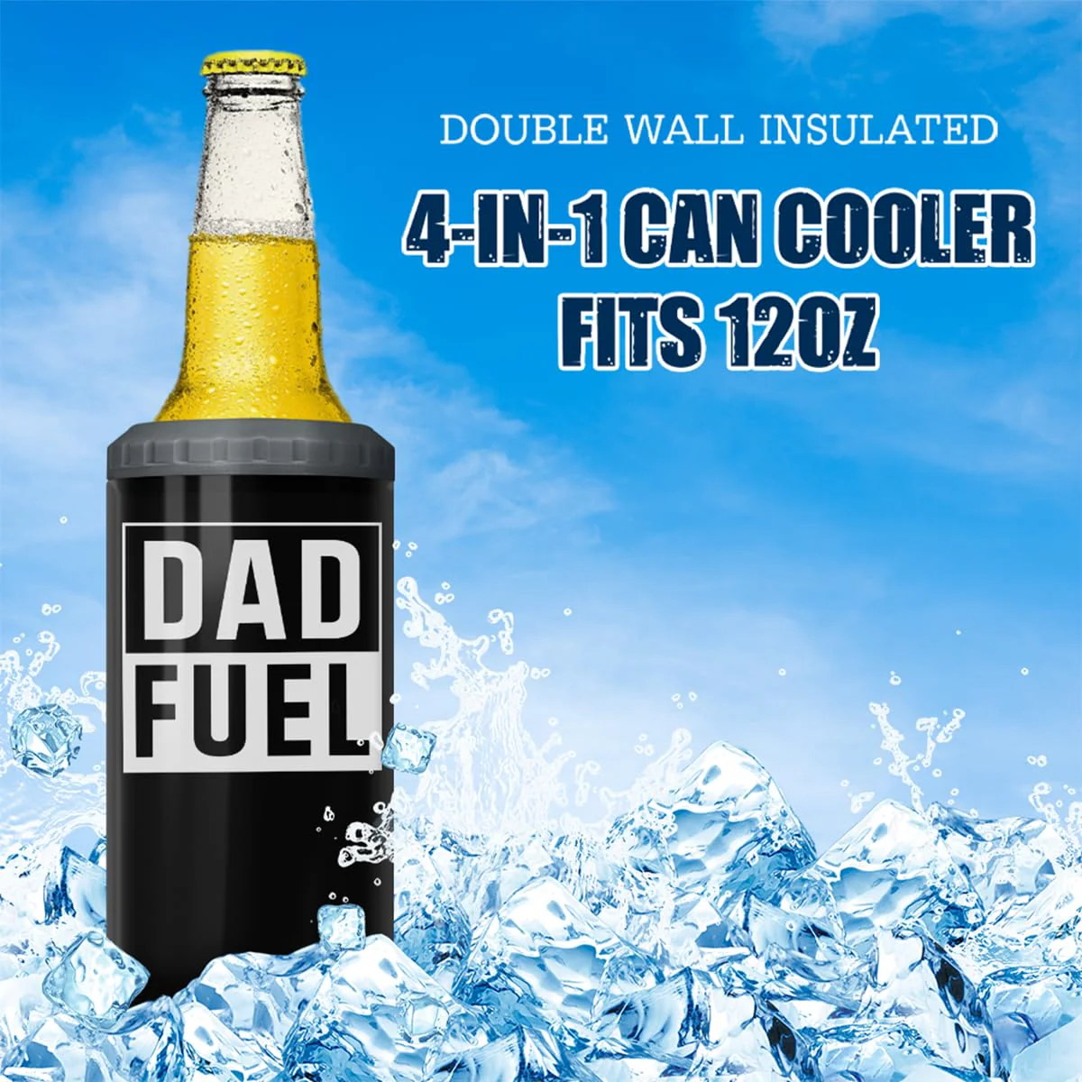 SANDJEST 4-in-1 Tumbler Gifts for Dad from Daughter Son - 12oz Dad Fuel Can Cooler Tumblers Travel Mug Cup - Stainless Steel Insulated Cans Coozie Christmas, Birthday, Father's Day Gift for Daddy - Image 2