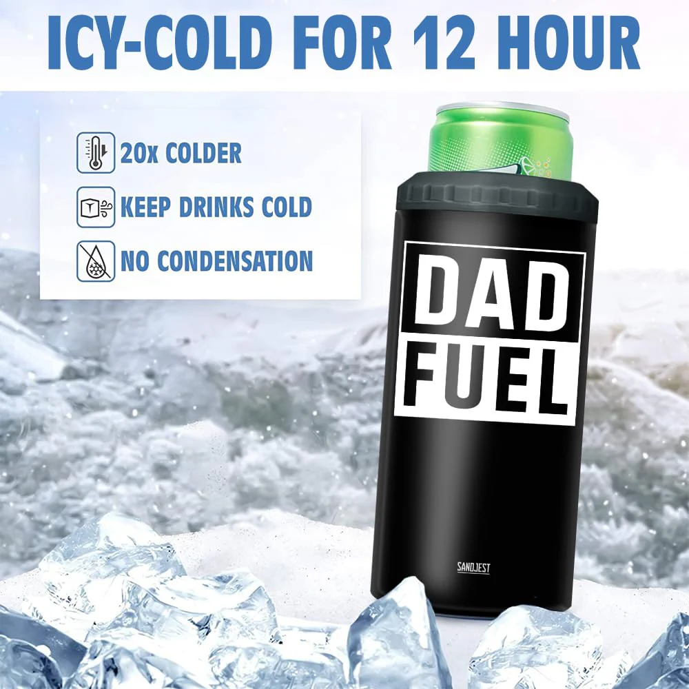 SANDJEST 4-in-1 Tumbler Gifts for Dad from Daughter Son - 12oz Dad Fuel Can Cooler Tumblers Travel Mug Cup - Stainless Steel Insulated Cans Coozie Christmas, Birthday, Father's Day Gift for Daddy - Image 4