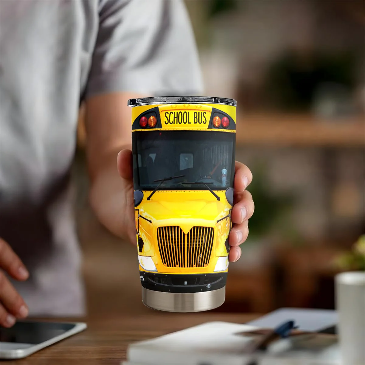 SANDJEST Bus Driver Tumbler - School Bus 20 oz Stainless Steel Double Wall Vacuum Tumblers Coffee Travel Mug - Thermal Cups Birthday, Christmas, Back To School Gifts for Men, Women, Friends, Besties - Image 7