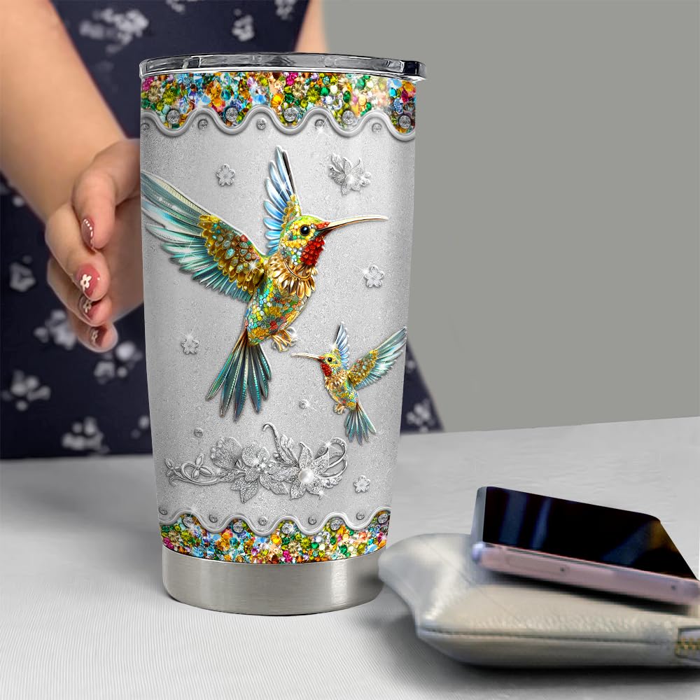 SANDJEST Hummingbird Gifts for Women Hummingbirds Tumbler 20oz Jewelry Drawings Stainless Steel Insulated Tumblers Coffee Travel Mug Cup Gift for Birthday Christmas - Image 3