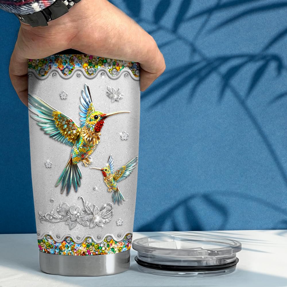SANDJEST Hummingbird Gifts for Women Hummingbirds Tumbler 20oz Jewelry Drawings Stainless Steel Insulated Tumblers Coffee Travel Mug Cup Gift for Birthday Christmas - Image 4