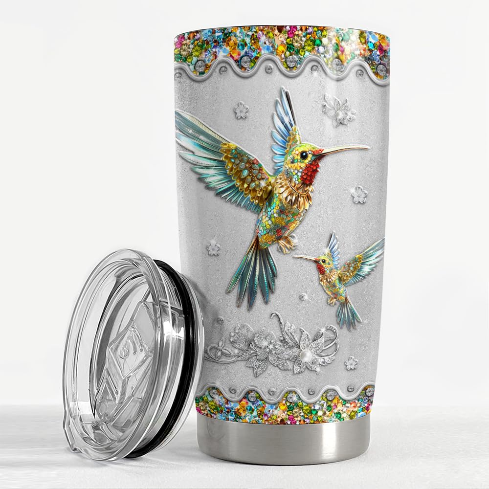 SANDJEST Hummingbird Gifts for Women Hummingbirds Tumbler 20oz Jewelry Drawings Stainless Steel Insulated Tumblers Coffee Travel Mug Cup Gift for Birthday Christmas - Image 6
