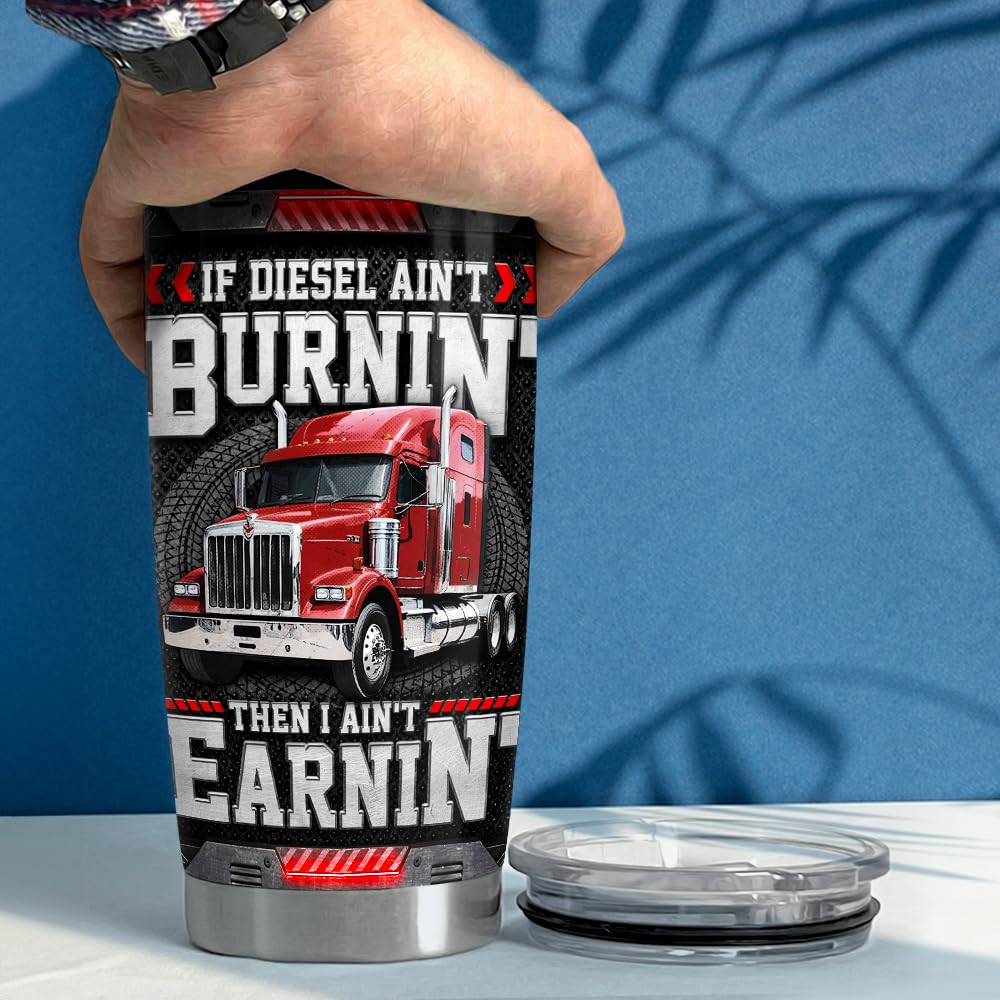 SANDJEST Truck Driver Tumbler 20oz Stainless Steel Insulated Travel Mug Cup for Men Dad Husband Trucker Gifts for Birthday Christmas Fathers Day - Image 4
