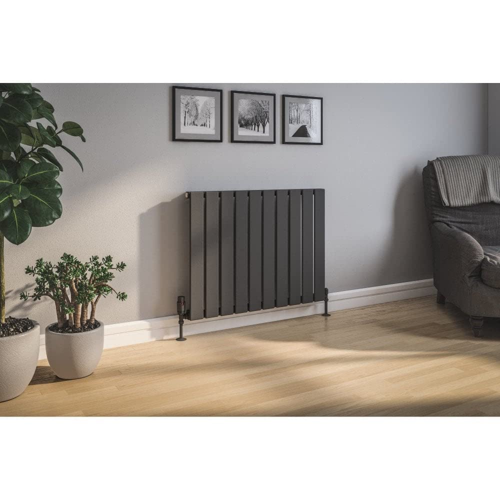 Sandy Beach Anthracite Radiator Valves, Grey Radiator Valve Thermostatic, Anthracite TRV Radiator Valves - Grey Thermostatic Radiator Valve with Lockshield Valve Angled (15mm) - Image 3