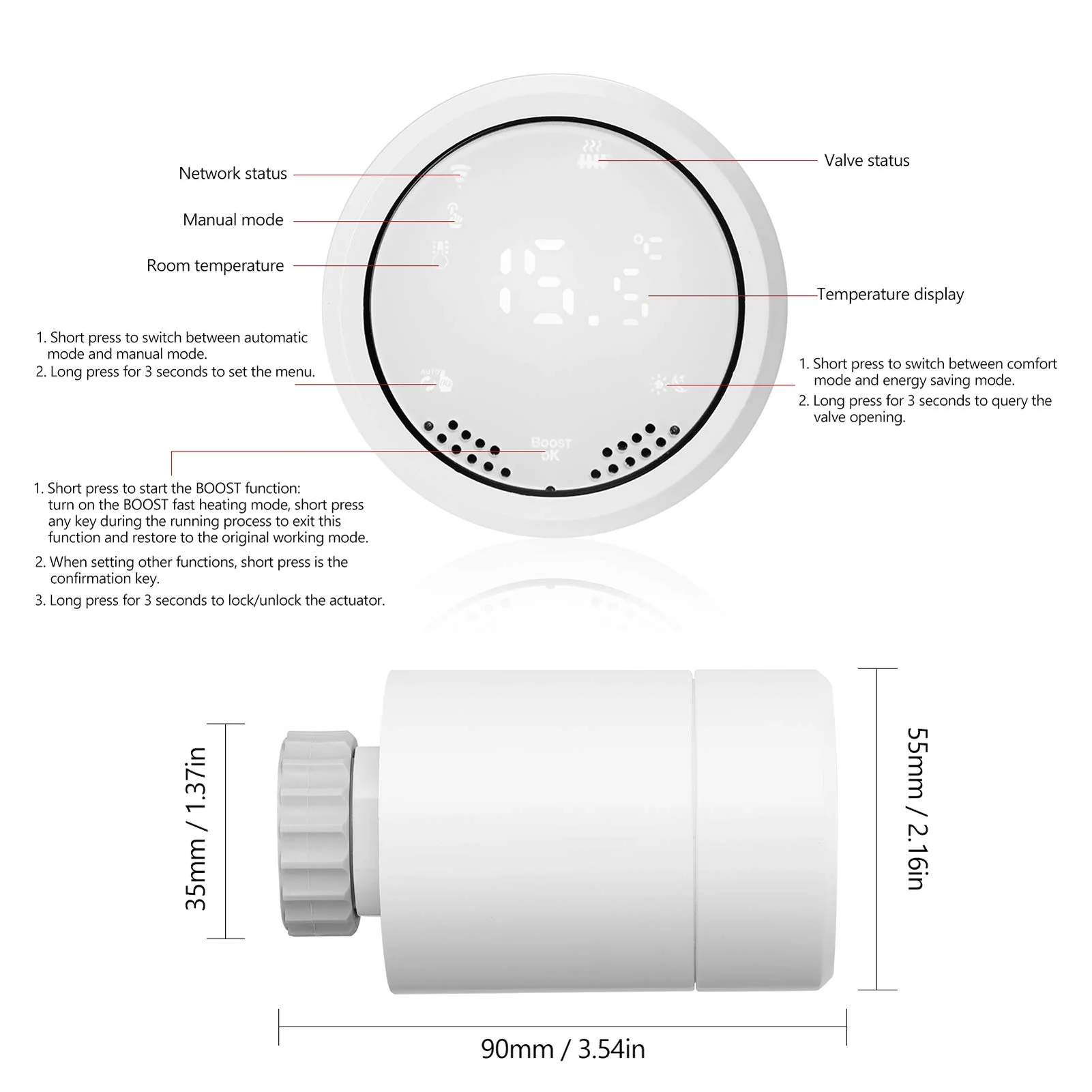 Sandy Beach Smart Trv, Smart Heating Radiator - Smart Radiator Valve, Smart Radiator Thermostat Valve with Zigbee TRV Radiator Valve Gateway Connecting to Amazon Alexa (Gateway + Thermostat) - Image 3
