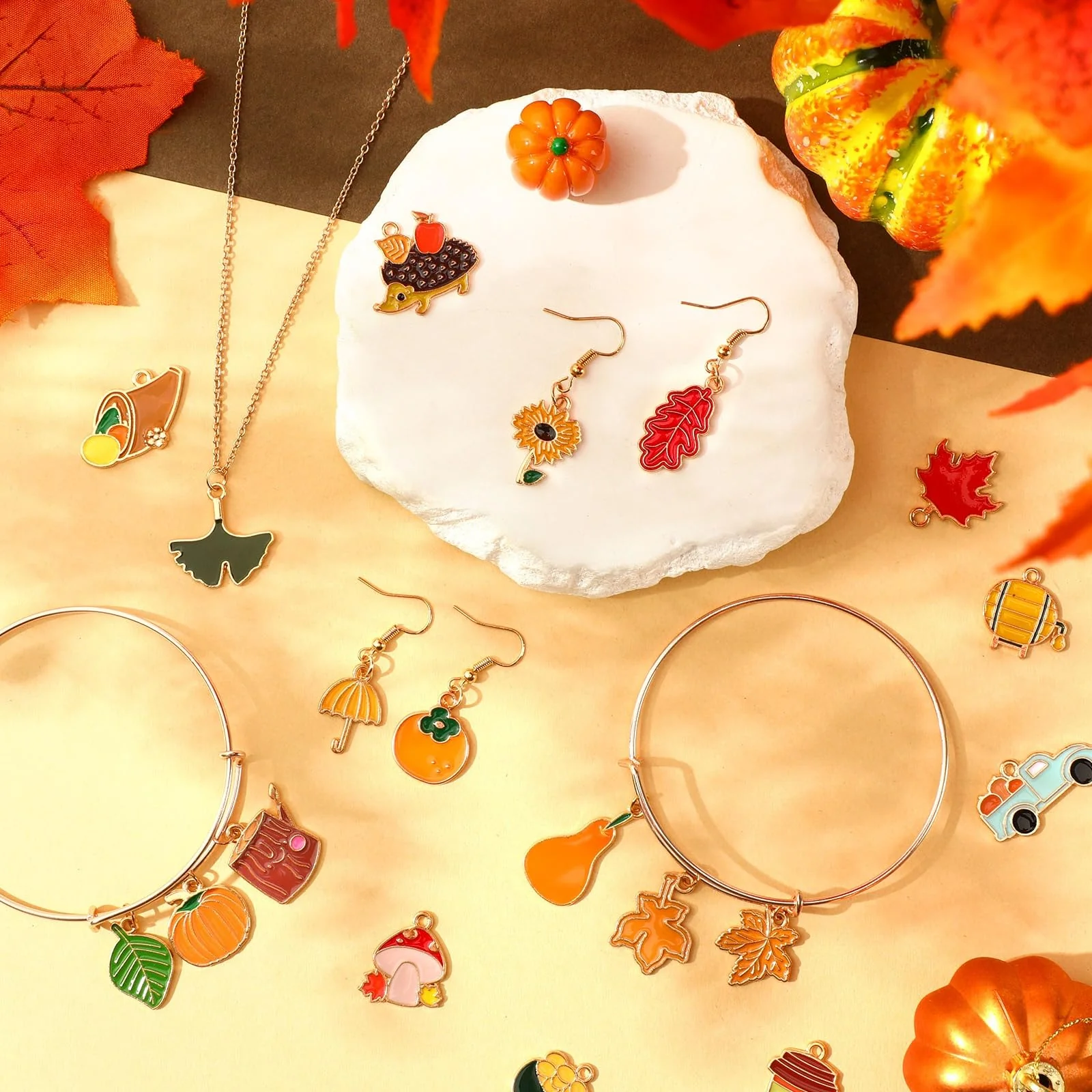 SANNIX 350Pcs Holiday Charm, Mixed Fall Thanksgiving Halloween Christmas Charms Jewelry Bangle Pendants for Bracelet Necklaces Earrings Making Supplies - Image 6