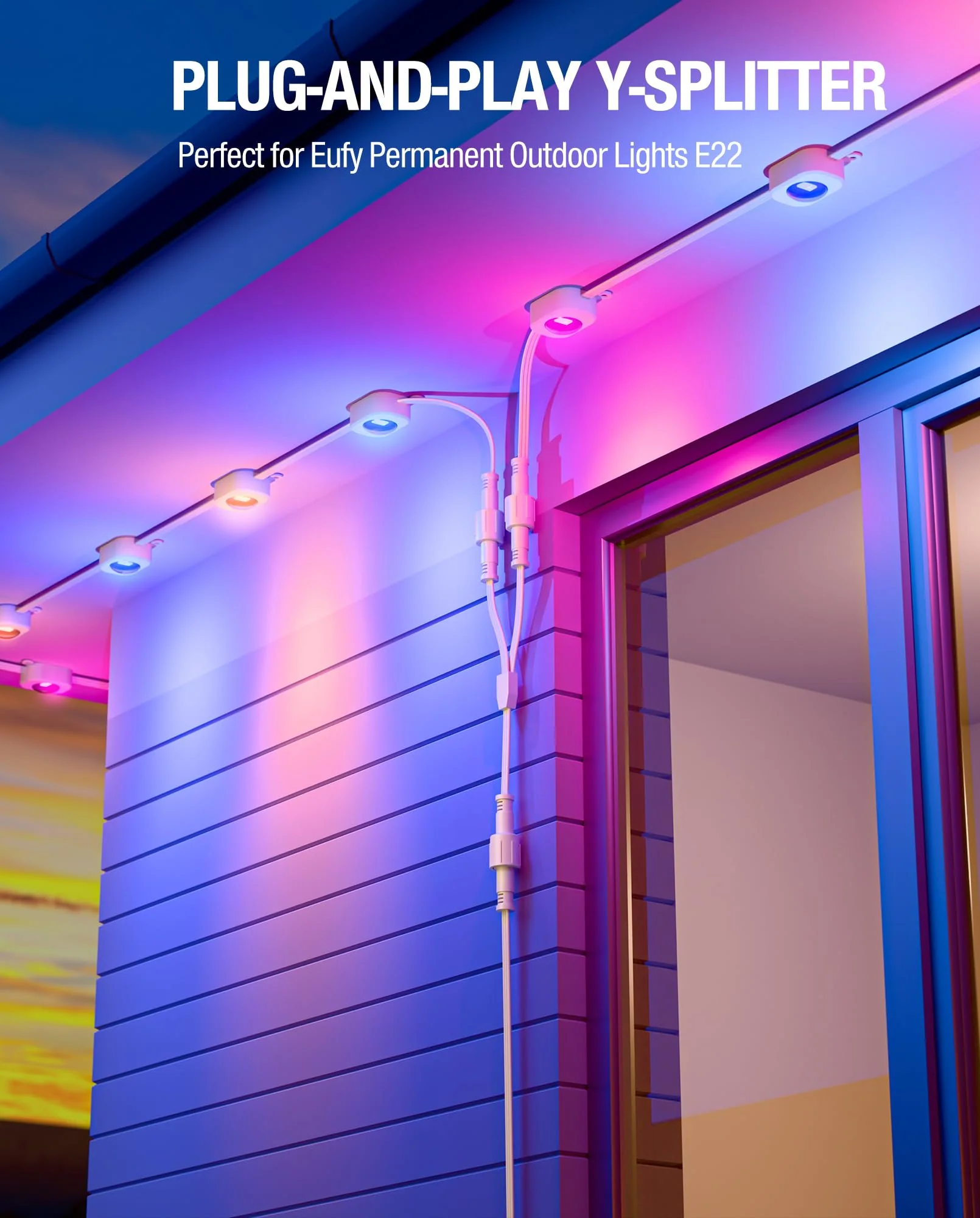 SAYSOLAK Y-Splitter for Eufy Permanent Outdoor Lights E22, S4 & Linkind HP5, Y-Shaped Extension Cable (1 Female to 2 Male) Compatible with Eufy E22, S4 & Linkind HP5 Light for Halloween, Christmas - Image 5
