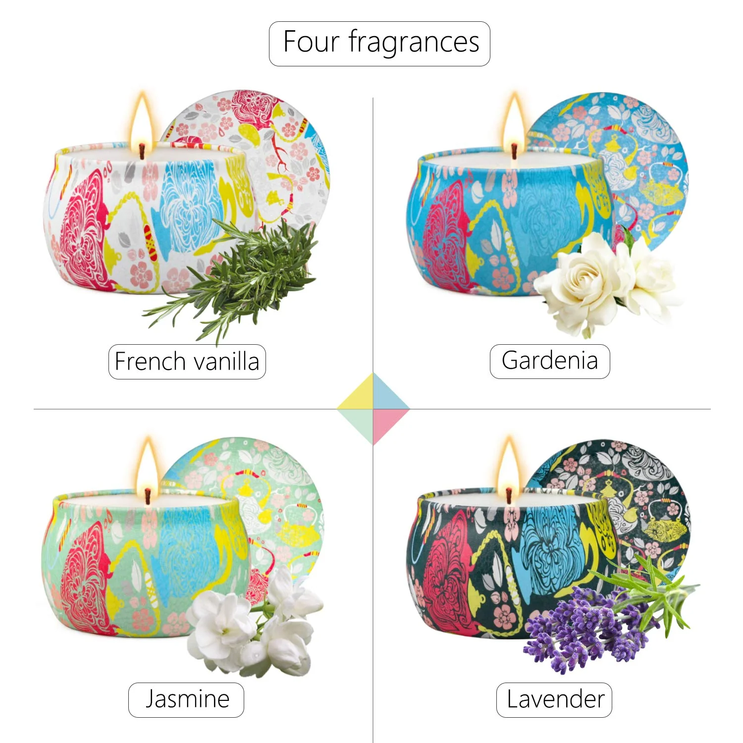 Scented Candles, 4 Packs 4.4oz Candle Set, Soy Candles for Home Scented, Aromatherapy Candle for Stress Relief, Bathing, Ideal Gifts for Women Birthday, Thanksgiving, Christmas, Get Well Soon Gifts - Image 8