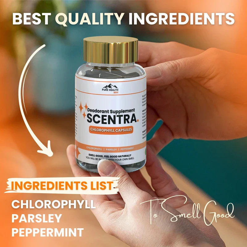 Scentra Deodorizing Supplement | Chlorophyll Capsules for Women and Men, Full Body Deodorant Pills | Natural Internal Odor Defeat Supplements, 60 Tablets for Breath, Underarm, Skin with Mint & Parsley - Image 5