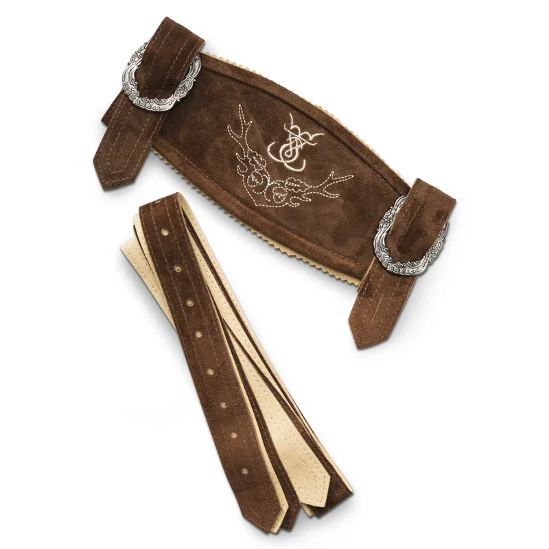 Schöneberger Men's Bavarian Suspenders for Lederhosen - Oktoberfest Leather Trousers Suspenders Classic (42/44", med. Brown)