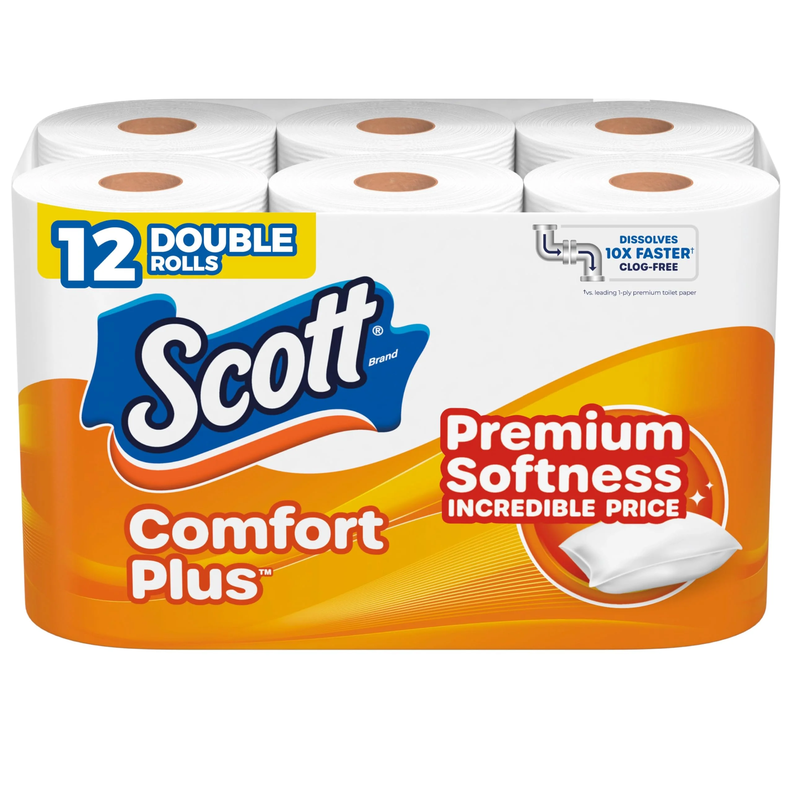 Scott ComfortPlus Toilet Paper, 48 Double Rolls, 231 Sheets per Roll, Septic-Safe, 1-Ply Toilet Tissue - Image 3