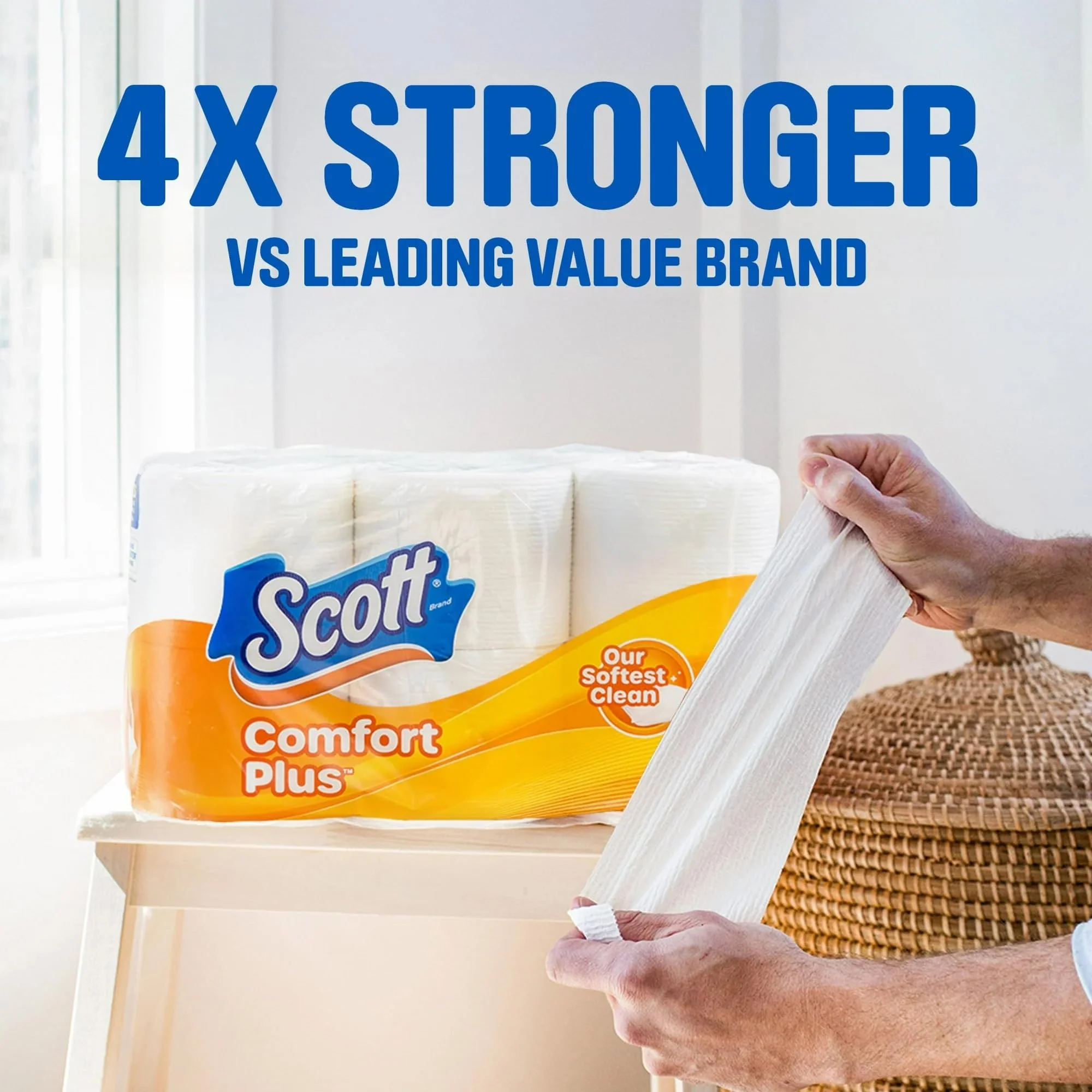 Scott ComfortPlus Toilet Paper, 48 Double Rolls, 231 Sheets per Roll, Septic-Safe, 1-Ply Toilet Tissue - Image 4