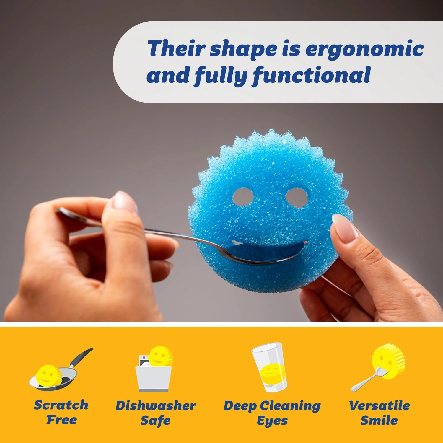 Scrub Daddy Scratch-Free Multipurpose Kitchen Sponges - Bulk Dish Sponges for Kitchen, Bathroom, Household Cleaning & More - Made with BPA-Free Polymer Foam (9 Count) - Image 6