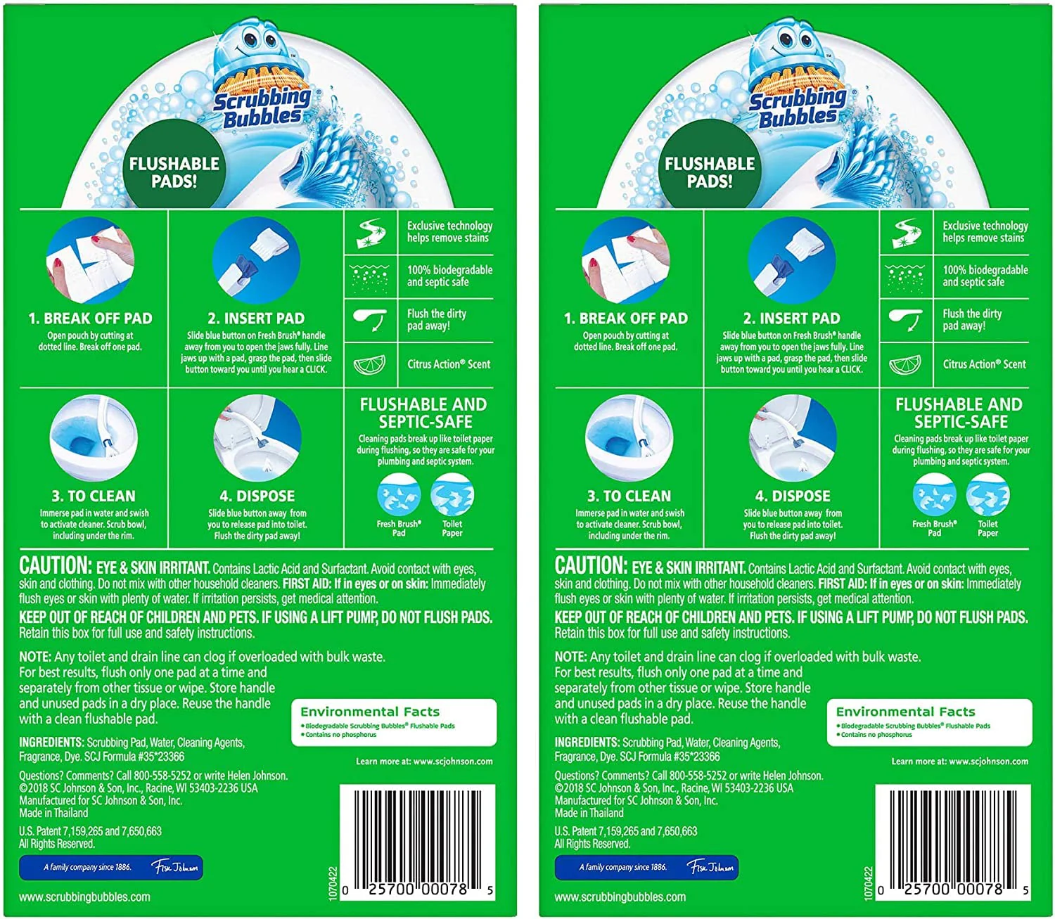 Scrubbing Bubbles Flushable Toilet Bowl Wand Cleaner Refills, Fresh Brush Cleaner Toilet Refill Pads, Removes Limescale & Odors, Citrus Scent, 20 Count (Pack of 2) - Image 2