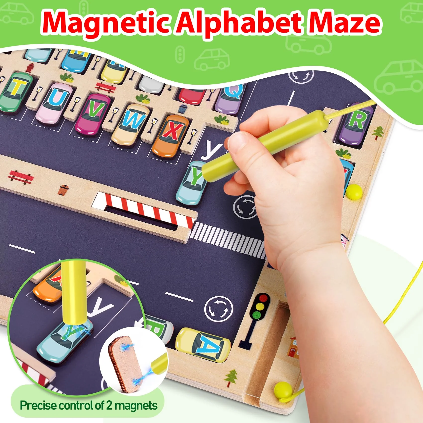 Scuwtocn Wooden Magnetic Alphabet Maze Letter Puzzle, Montessori Fine Motor Skills Toys for Boys Girls 3 4 5 Years Old, ABC Learning Toys for Kids Age 3+, Christmas, Birthday Present - Image 4