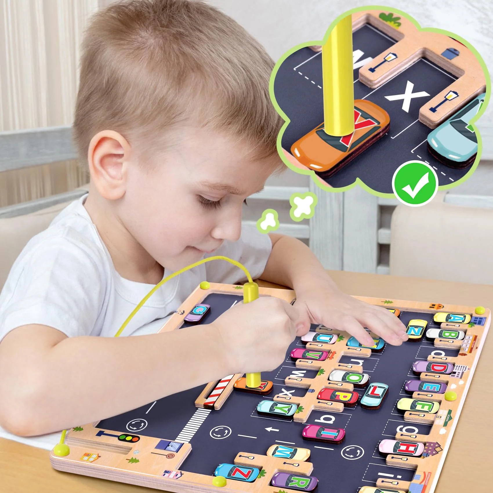 Scuwtocn Wooden Magnetic Alphabet Maze Letter Puzzle, Montessori Fine Motor Skills Toys for Boys Girls 3 4 5 Years Old, ABC Learning Toys for Kids Age 3+, Christmas, Birthday Present - Image 5