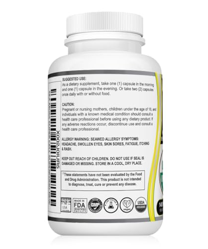 Sea Moss 60 Capsules USDA Certified Organic Irish Sea Moss Capsules with Bladderwrack & Burdock Root – Immune Support Supplement for Men and Women – Womens Vitamins and Mens Vitamins (1 Pack) - Image 9