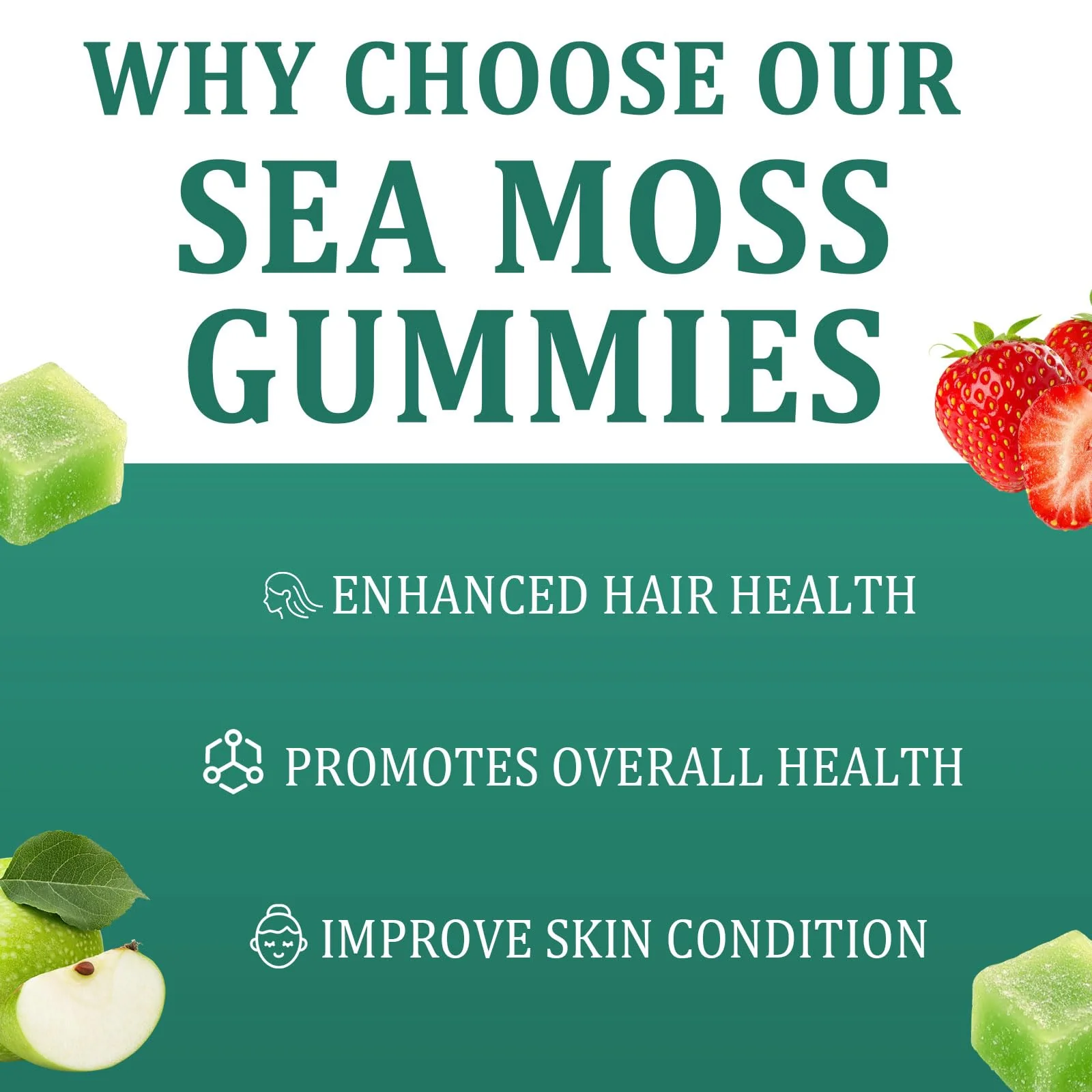 Sea Moss Gummies 16-in-1 | Irish Seamoss Gummies for Women Men with Black Seed Oil & Ashwagandha & Burdock & Bladderwrack | Boosts Immune Support, Skin Health and Digestion | 30 Gummies - Image 3