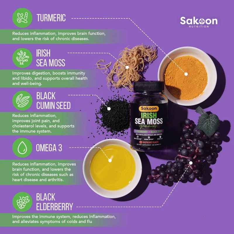 Sea Moss Gummies With Elderberry & Black Seed Oil - Image 4