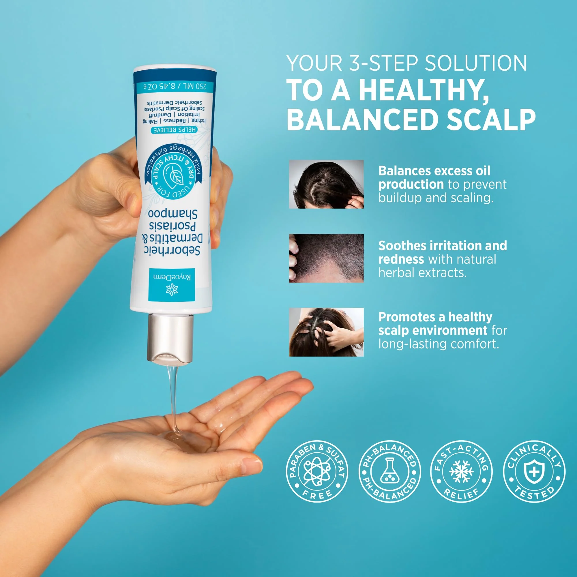 Seborrheic Dermatitis & Psoriasis Cream, Shampoo and Conditioner Set - Scalp Therapy System for Folliculitis, Psoriasis, Dandruff, Dry Scalp - Scalp Treatment to Relieve Itching, Flaking, Irritation - Image 3