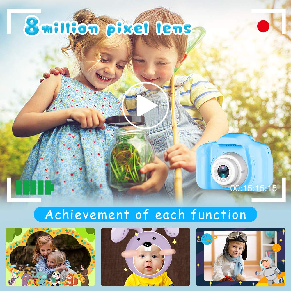 Seckton Upgrade Kids Selfie Camera, Christmas Birthday Gifts for Boys Age 3-9, HD Digital Video Cameras for Toddler, Portable Toy for 3 4 5 6 7 8 Year Old Boy with 32GB SD Card-Blue - Image 4