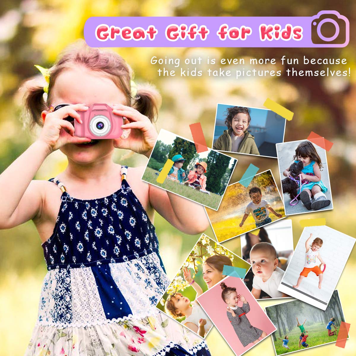 Seckton Upgrade Kids Selfie Camera, Christmas Birthday Gifts for Girls Age 3-9, HD Digital Video Cameras for Toddler, Portable Toy for 3 4 5 6 7 8 Year Old Girl with 32GB SD Card-Pink - Image 5