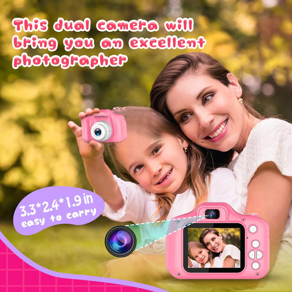 Seckton Upgrade Kids Selfie Camera, Christmas Birthday Gifts for Girls Age 3-9, HD Digital Video Cameras for Toddler, Portable Toy for 3 4 5 6 7 8 Year Old Girl with 32GB SD Card-Pink - Image 6