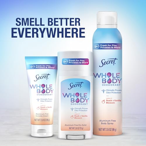 Secret Whole Body Deodorant Cream for Women, Peach & Vanilla Blossom Scent, Aluminum Free Deodorant, 72 HR Odor Protection, 3.0 oz - Image 4