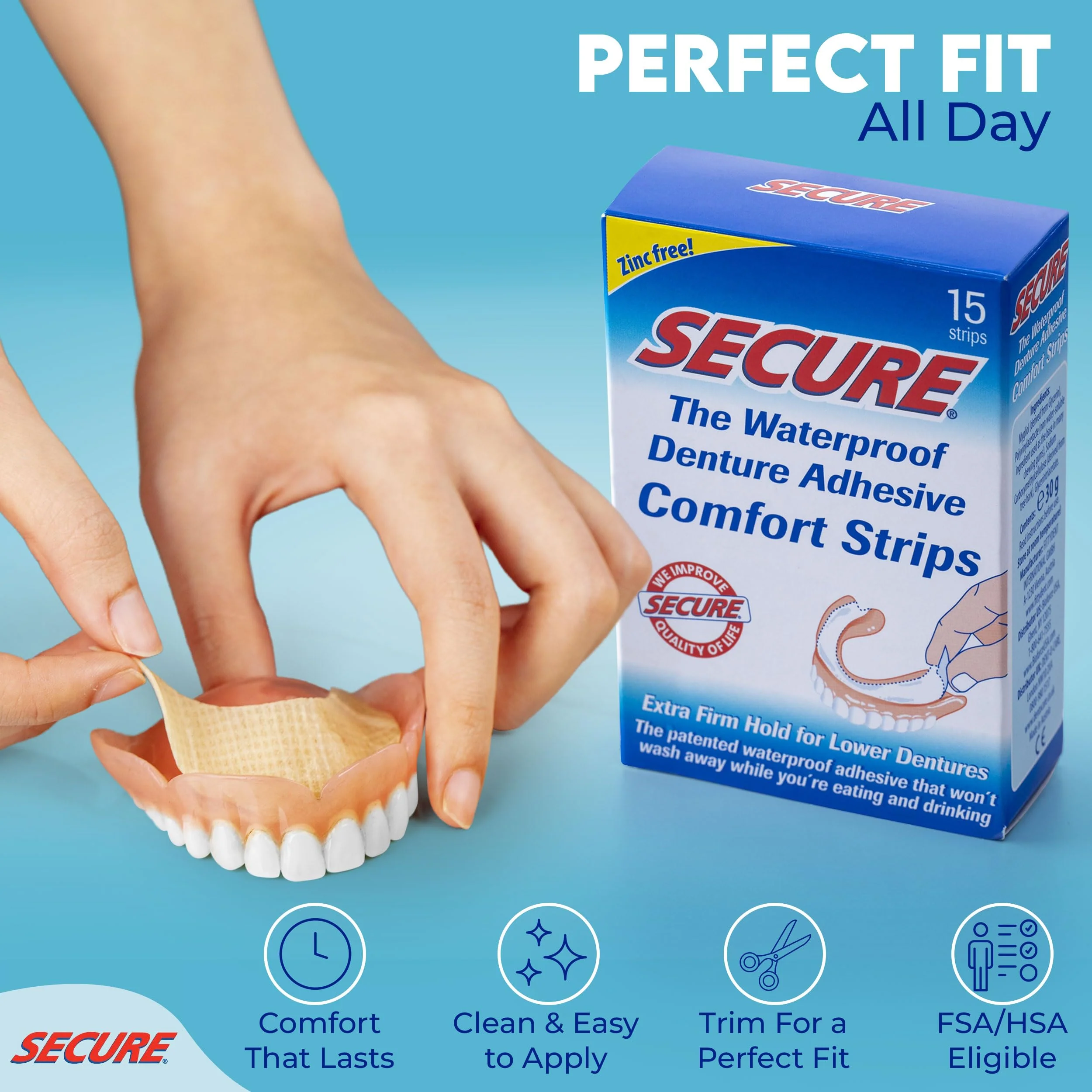 Secure - Denture Adhesive Strips - 15 Pcs - Image 6